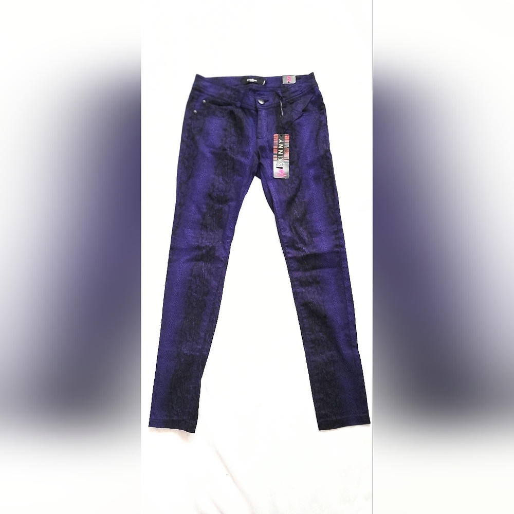 NWT! Fall Animal Print Purple Snakeskin Print Women's Skinny Party Jeans Size 5